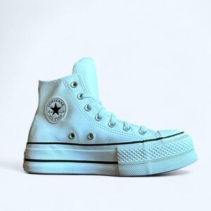 CONVERSE Platform Sneakers White Leather Size 5 Women/Girls
